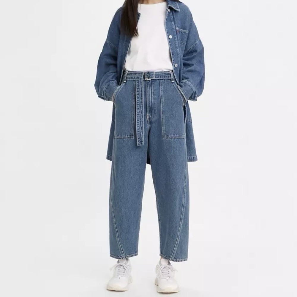 Levi's Red Railroad Trousers High Waisted Barrel Leg Jeans Medium Wash Womens 26